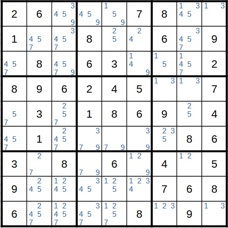 Sudoku Beispiel 4 Kandidatenliste